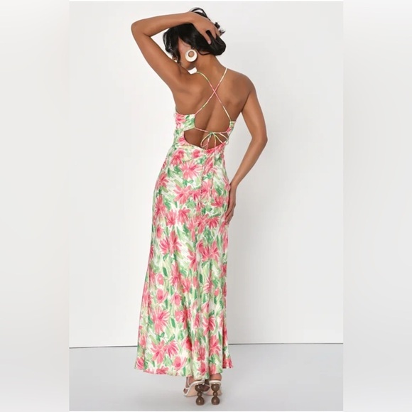 Lulus Vacay Getaway Ivory Multi Floral Print Backless Maxi Dress 🌸 - Picture 2 of 9